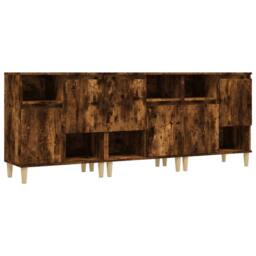 Berkfield Home Sideboards 3 pcs Smoked Oak 60x35x70 cm Engineered Wood in Brown - Size: 60 x 35 x 70 cm - thumbnail 3