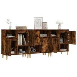Berkfield Home Sideboards 3 pcs Smoked Oak 60x35x70 cm Engineered Wood in Brown - Size: 60 x 35 x 70 cm - thumbnail 4