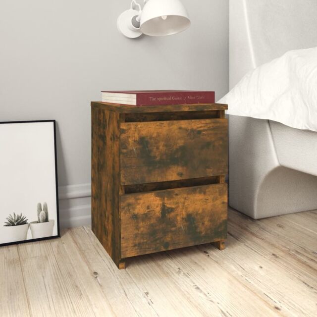 Berkfield Home Bedside Cabinets 2 pcs Smoked Oak 30x30x40 cm Engineered Wood in Brown - Size: 30 x 30 x 40 cm - image 1