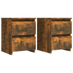 Berkfield Home Bedside Cabinets 2 pcs Smoked Oak 30x30x40 cm Engineered Wood in Brown - Size: 30 x 30 x 40 cm - thumbnail 2