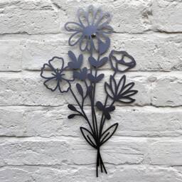 Poppyforge Summer Bouquet Wall Art - Bare Metal/Ready to Rust - W30 x H50 cm in Black - thumbnail 1