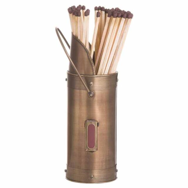 Lemon Pavilion Furniture and Decor Matchstick Holder with 60 Matches - L7 x W7 x H20 cm - Antique Bronze - image 1