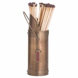 Lemon Pavilion Furniture and Decor Matchstick Holder with 60 Matches - L7 x W7 x H20 cm - Antique Bronze