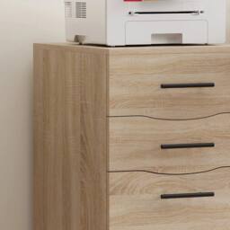 VOGREX Oak Lockable 3-Drawer Mobile Under Desk Office Pedestal in Light Oak - thumbnail 3
