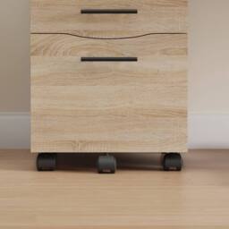 VOGREX Oak Lockable 3-Drawer Mobile Under Desk Office Pedestal in Light Oak - thumbnail 4