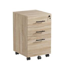 VOGREX Oak Lockable 3-Drawer Mobile Under Desk Office Pedestal in Light Oak - thumbnail 1