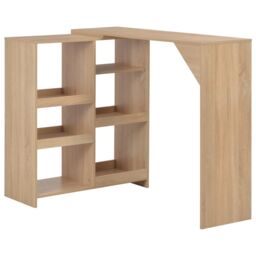 Berkfield Home Bar Table with Moveable Shelf Oak 138x39x110 cm in Brown - Size: 138 x 39 x 110 cm - thumbnail 1