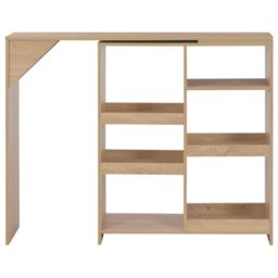 Berkfield Home Bar Table with Moveable Shelf Oak 138x39x110 cm in Brown - Size: 138 x 39 x 110 cm - thumbnail 2