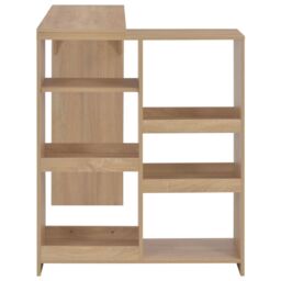 Berkfield Home Bar Table with Moveable Shelf Oak 138x39x110 cm in Brown - Size: 138 x 39 x 110 cm - thumbnail 4