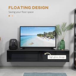 Wyld Haus Elkaro High Gloss Grey & Black Floating TV Bench for TVs up 70inch - thumbnail 5