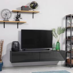Wyld Haus Elkaro High Gloss Grey & Black Floating TV Bench for TVs up 70inch - thumbnail 3