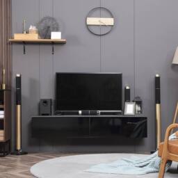 Wyld Haus Elkaro High Gloss Grey & Black Floating TV Bench for TVs up 70inch - thumbnail 8