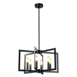 Gymax Pendant Light 6-Light Farmhouse Chandelier With Adjustable Height in Black