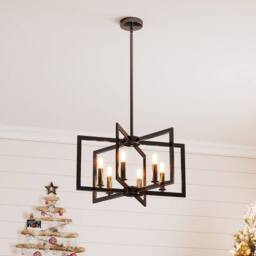 Gymax Pendant Light 6-Light Farmhouse Chandelier With Adjustable Height in Black - thumbnail 6