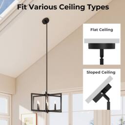 Gymax Pendant Light 6-Light Farmhouse Chandelier With Adjustable Height in Black - thumbnail 3