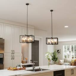 Gymax Pendant Light 6-Light Farmhouse Chandelier With Adjustable Height in Black - thumbnail 8