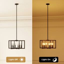 Gymax Pendant Light 6-Light Farmhouse Chandelier With Adjustable Height in Black - thumbnail 4