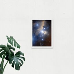 Artery8 Space Telescope Stars Orions Belt Flame Nebula Universe Artwork Framed Wall Art Print A4 in White - thumbnail 2