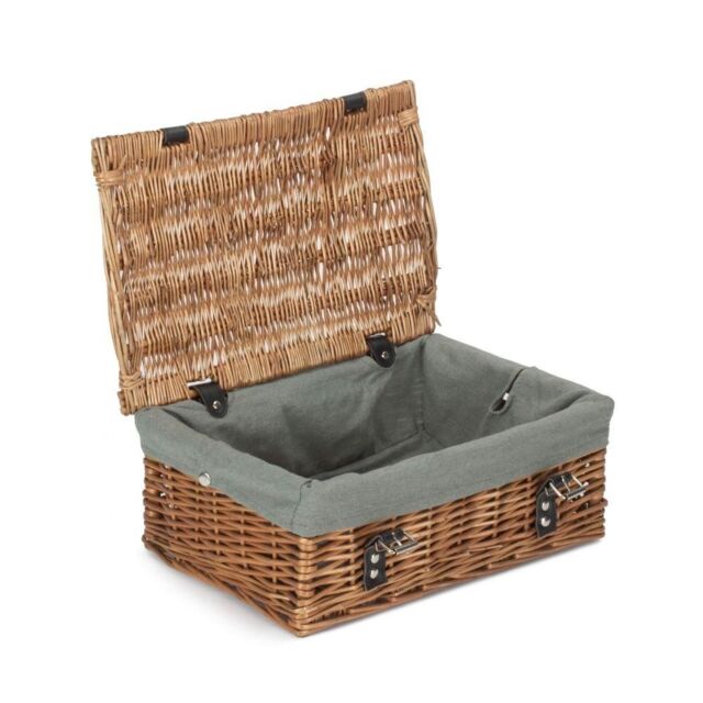 Red Hamper Double Steamed Grey Lining 35cm Empty Hamper Basket - image 1