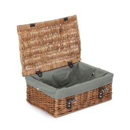 Red Hamper Double Steamed Grey Lining 35cm Empty Hamper Basket - thumbnail 1
