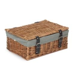 Red Hamper Double Steamed Grey Lining 35cm Empty Hamper Basket - thumbnail 2