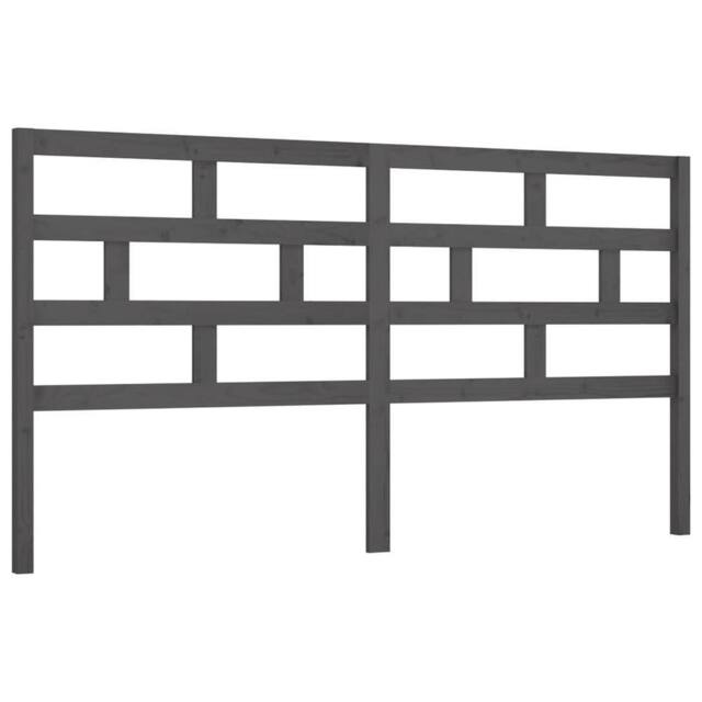 Berkfield Home Bed Headboard Grey 206x4x100 cm Solid Wood Pine - Size: 206 x 4 x 100 cm - image 1