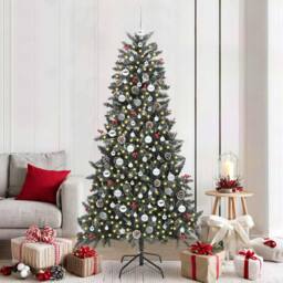 Berkfield Home Artificial Christmas Tree with Stand Green 114 x 114 x 210 cm - thumbnail 1