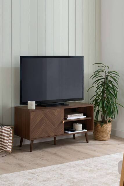 Birlea Herringford Small TV Unit Entertainment Stand Walnut Parquet Design in Brown - image 1