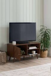 Birlea Herringford Small TV Unit Entertainment Stand Walnut Parquet Design in Brown - thumbnail 2