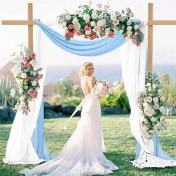 FLAVORA Rustic Wooden Square Wedding Backdrop Arch in Natural - Size: 0.6m2 - thumbnail 6