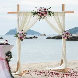 FLAVORA Rustic Wooden Square Wedding Backdrop Arch in Natural - Size: 0.6m2 - thumbnail 3