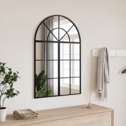 Berkfield Home Wall Mirror Black 60x90 cm Arch Iron - thumbnail 1