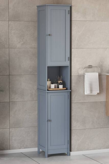 HD Designs Priano 2 Door Tall Cabinet Cupboard Bathroom 1700x320x300 mm in Dark Grey - image 1