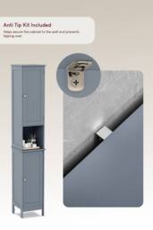 HD Designs Priano 2 Door Tall Cabinet Cupboard Bathroom 1700x320x300 mm in Dark Grey - thumbnail 3