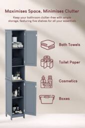 HD Designs Priano 2 Door Tall Cabinet Cupboard Bathroom 1700x320x300 mm in Dark Grey - thumbnail 2