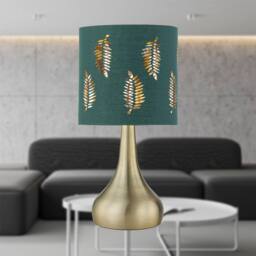 First Choice Lighting Set of 2 Romana - Antique Brass Touch Table Lamps Green Fern Shades in Bronze - thumbnail 4