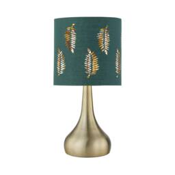First Choice Lighting Set of 2 Romana - Antique Brass Touch Table Lamps Green Fern Shades in Bronze - thumbnail 2