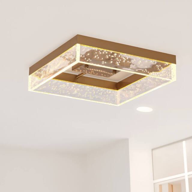 NIVOR 20W LED Ceiling Lamp Gold Clear Seeded Acrylic Round Warm Light - image 1
