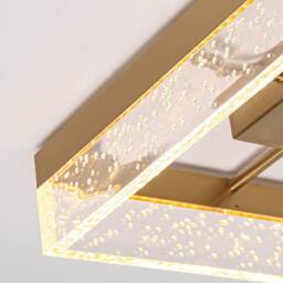 NIVOR 20W LED Ceiling Lamp Gold Clear Seeded Acrylic Round Warm Light - thumbnail 6