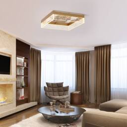 NIVOR 20W LED Ceiling Lamp Gold Clear Seeded Acrylic Round Warm Light - thumbnail 8