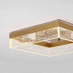 NIVOR 20W LED Ceiling Lamp Gold Clear Seeded Acrylic Round Warm Light - thumbnail 7