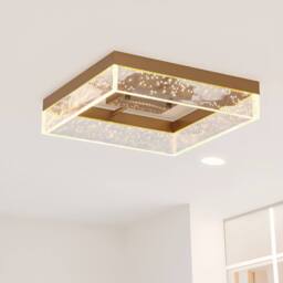 NIVOR 20W LED Ceiling Lamp Gold Clear Seeded Acrylic Round Warm Light