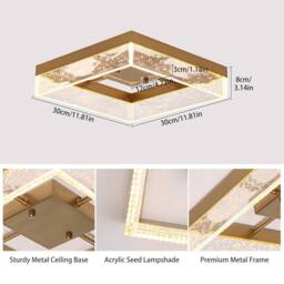 NIVOR 20W LED Ceiling Lamp Gold Clear Seeded Acrylic Round Warm Light - thumbnail 2