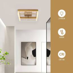 NIVOR 20W LED Ceiling Lamp Gold Clear Seeded Acrylic Round Warm Light - thumbnail 5