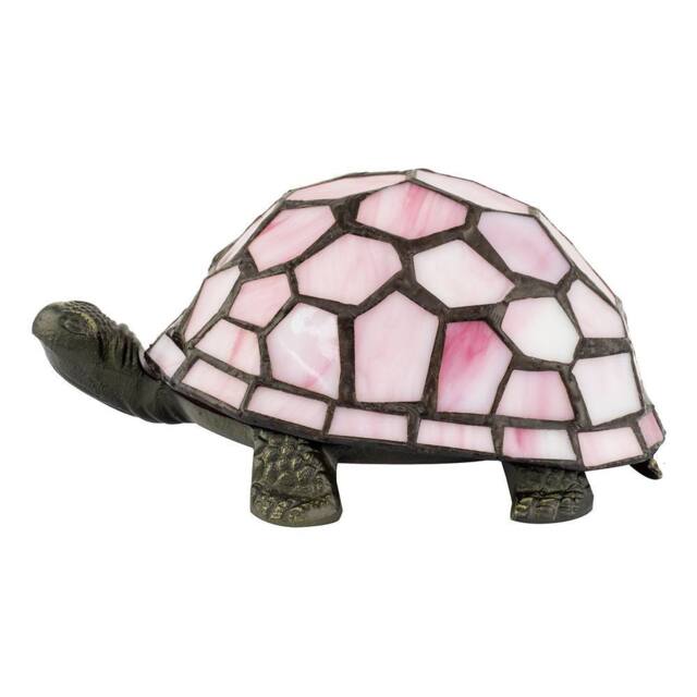 Happy Homewares Classic & Quirky Soft Pink Stained Glass Tiffany Tortoise Table Lamp - image 1