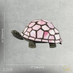 Happy Homewares Classic & Quirky Soft Pink Stained Glass Tiffany Tortoise Table Lamp - thumbnail 7