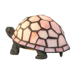 Happy Homewares Classic & Quirky Soft Pink Stained Glass Tiffany Tortoise Table Lamp - thumbnail 2
