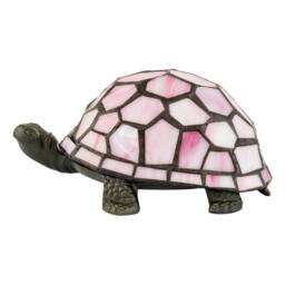 Happy Homewares Classic & Quirky Soft Pink Stained Glass Tiffany Tortoise Table Lamp - thumbnail 1