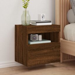 Berkfield Home TV Wall Cabinet with LED Lights Brown Oak 40x30x40 cm - Size: 40 x 30 x 40 cm - thumbnail 1
