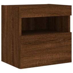 Berkfield Home TV Wall Cabinet with LED Lights Brown Oak 40x30x40 cm - Size: 40 x 30 x 40 cm - thumbnail 3